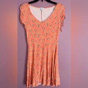 Love Fire Orange V-Neck Flutter Sleeve Midi Dress